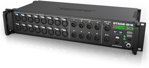 Audio Interfaces (Thunderbolt / AVB / USB) 16x12 stage box / mixer / interface with DSP & AVB-TSN networking - MOTU -- STAGE-B16